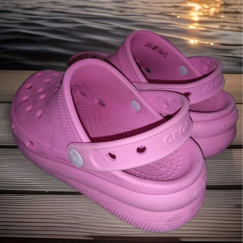 Crocs Classic Crush Clog‎ Pink Sz C13 Platform Shoes Iconic Girls 13
